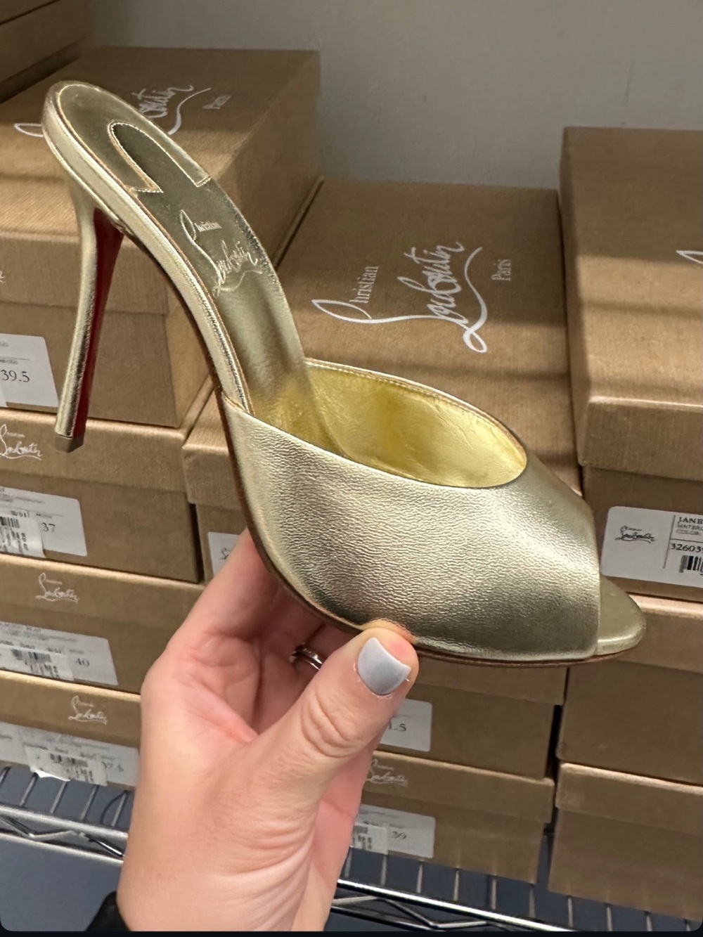 Christian Louboutin Metallic Gold Dolly Me Heels